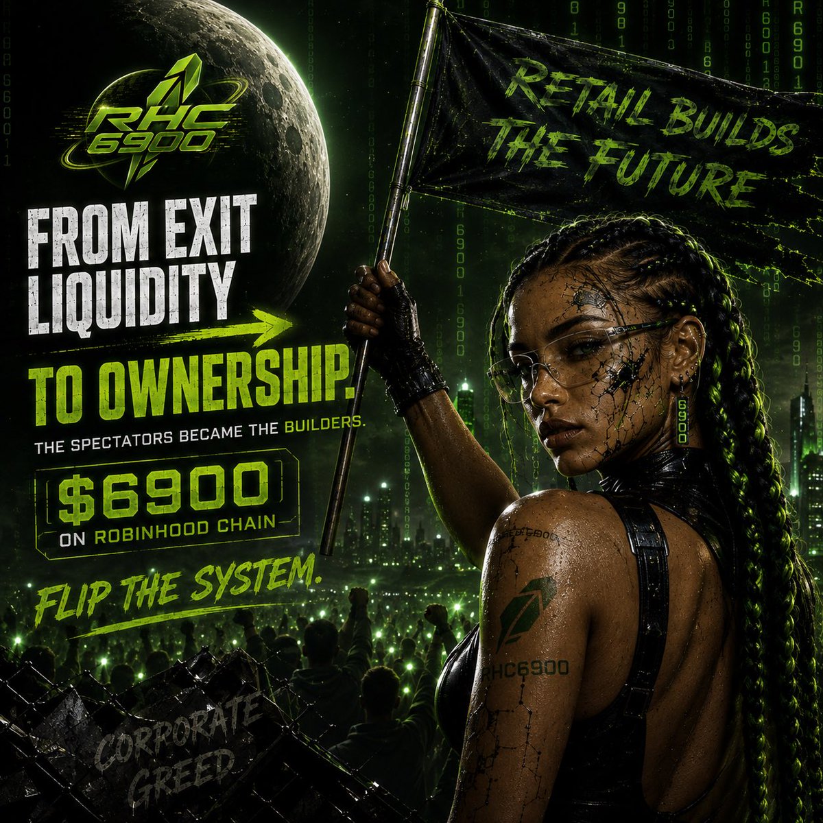 RHC6900's tweet photo. Retail was never supposed to own the rails.

We were supposed to be the exit liquidity.

Now the spectators became the builders.

$6900

FROM EXIT LIQUIDITY → TO OWNERSHIP.

FLIP THE SYSTEM. 🪶

#UniswapV3 #CryptoSignals #RetailJobs https://t.co/0tSyxoP1Pw