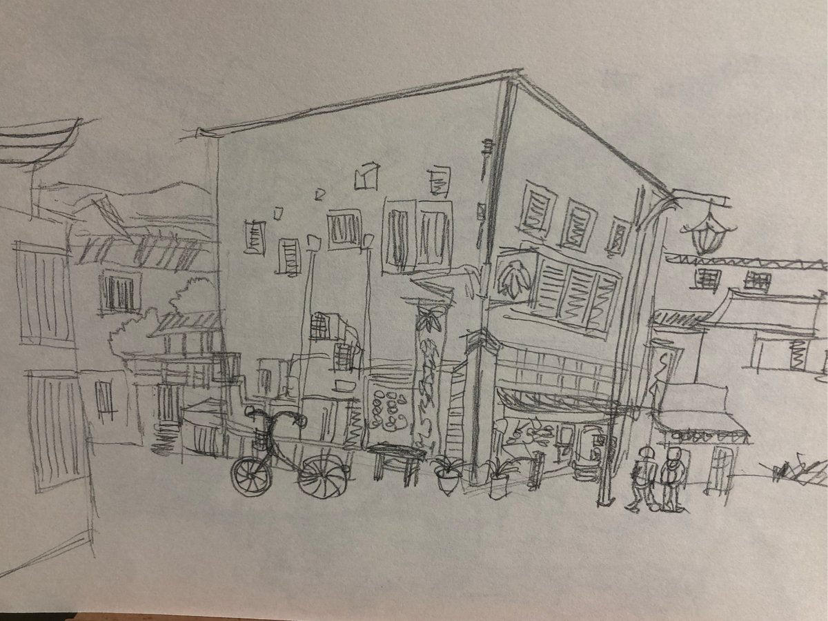 HamidullahHS's tweet photo. Sunset hues painting the old downtown street, catching a random relaxed moment of passersby pausing to smile at a street artist’s sketch. https://t.co/HcymAI7AIi