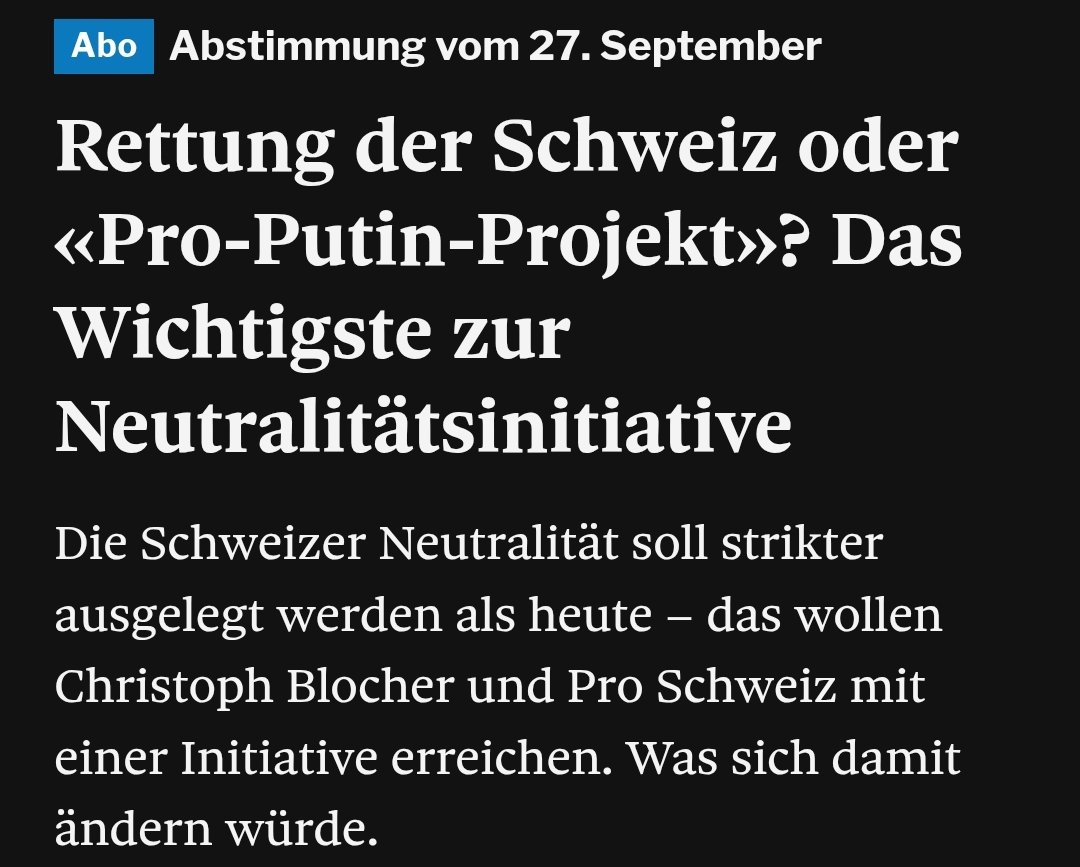 RaphiZimmerli's tweet photo. NEIN zur sturen SVP-Neutralitätsinitiative! Die SVP will die seit über 100 Jahren währende, differentielle Neutralität abschaffen. Die differentielle Neutralität erlaubt nicht militärische Sanktionen gegen Unrechtsstaaten einzusetzen. Waffenexporte will die SVP aber. So nicht! https://t.co/yM8V8o2aRK