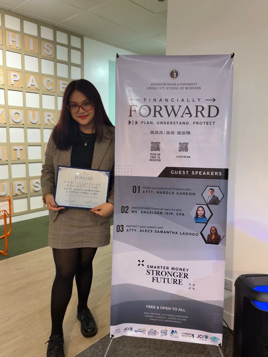attyalecs's tweet photo. Huge thank you to Atty. Kim and her MBA class for having me as a guest speaker tonight. Truly an honor!

#FinanciallyForward #AteneoMBA https://t.co/XfISkkPoJx