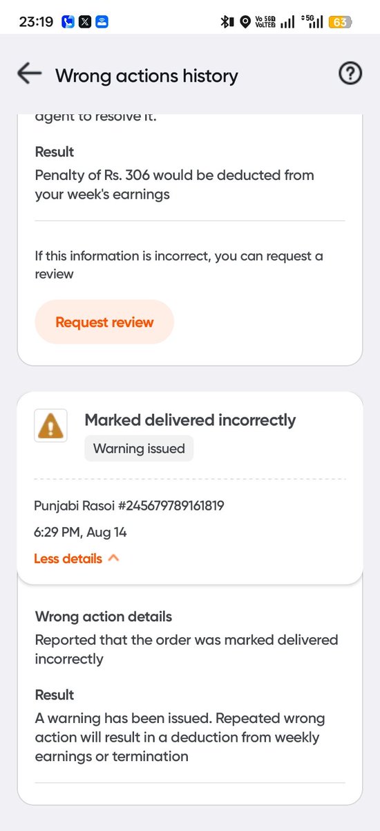 Harshitsengar10's tweet photo. Respected sir or mam mujse glt ek order glti s bina delivery kiy delivered ho gya tha toh wrong action m ane lga or aj phir dubra 2 wrong action Btane lge same order k or penalty lga di kyo 9424966814 my registered number please ise check kijiye 
@SwiggyCares https://t.co/mqu4TBTLfL