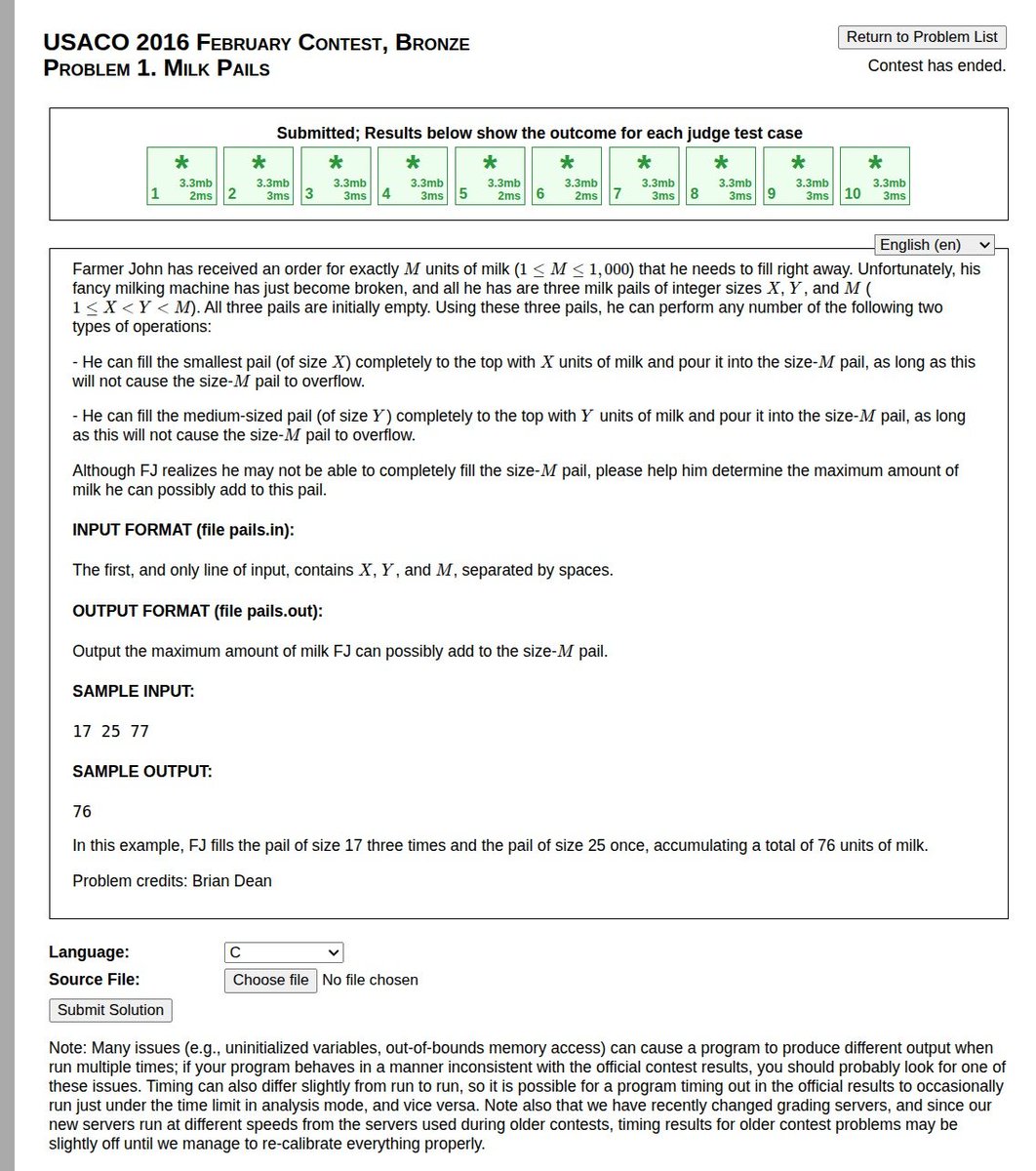 Blank_0065's tweet photo. Day 6 of solving one usaco guide problem daily I hadn't done a problem yesterday so to make for tht I'll do 2 problems on day 7/8 a very easy problem today as well https://t.co/W18Rhz7XeA