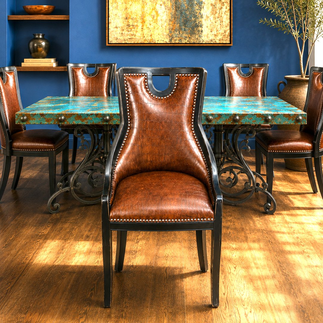 YourWesternDeco's tweet photo. Coronado Embossed Leather Dining Chair - Custom luxury dining furniture https://t.co/SHplhvWW9u https://t.co/Ka9qCc6zVA