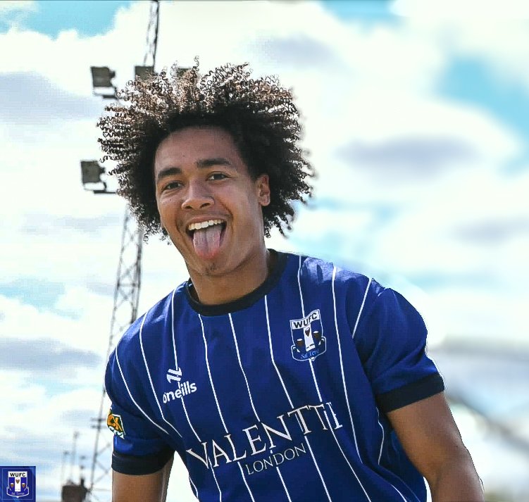 WinsfordUnited's tweet photo. 🎯 | 
We think Kay was rather happy with his second goal in Blue! 

Giving us the lead after just 4 minutes!

📸 @gary01607786 https://t.co/kNTgq2nVL9