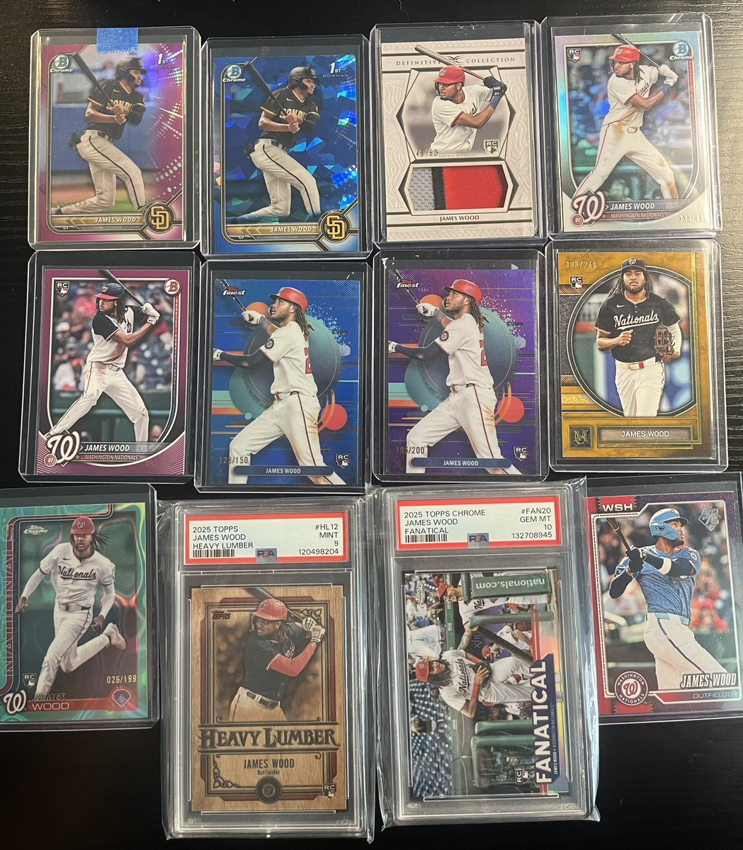 BACSportsCards's tweet photo. @paulpetyo DM me if you’re interested in any

1st Bowman /199: $90
1st sapphire: $30
Definitive patch /50: $45
Bowman /499: $15
Bowman /299: $5
Finest /150: $20
Finest /200: $15
Museum /249: $10
Chrome /199: $30
Heavy lumber PSA9: $200
Fanatical PSA 10: $95
Team border: $7 https://t.co/kOmIgyKvD8