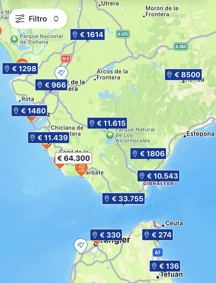 Valdecantos's tweet photo. Precios de alojamientos en la zona del sur de Andalucía para el día del eclipse solar de 2027. https://t.co/xnh6dgZCit