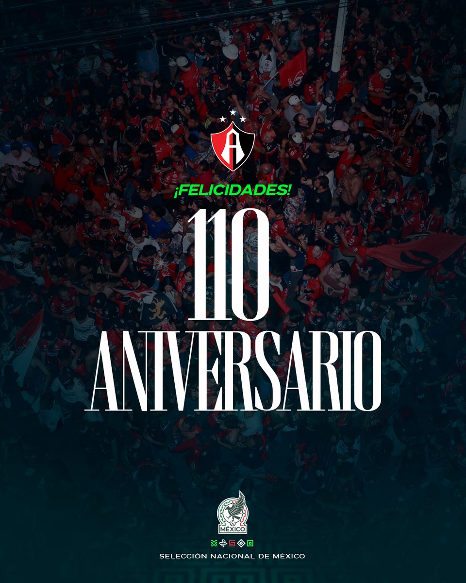 miseleccionmx's tweet photo. Cuna de grandes jugadores mexicanos. ¡Muchas felicidades por el 1️⃣1️⃣0️⃣ aniversario, @AtlasFC! 🦊❤️🖤 https://t.co/NuHYSc4CH9