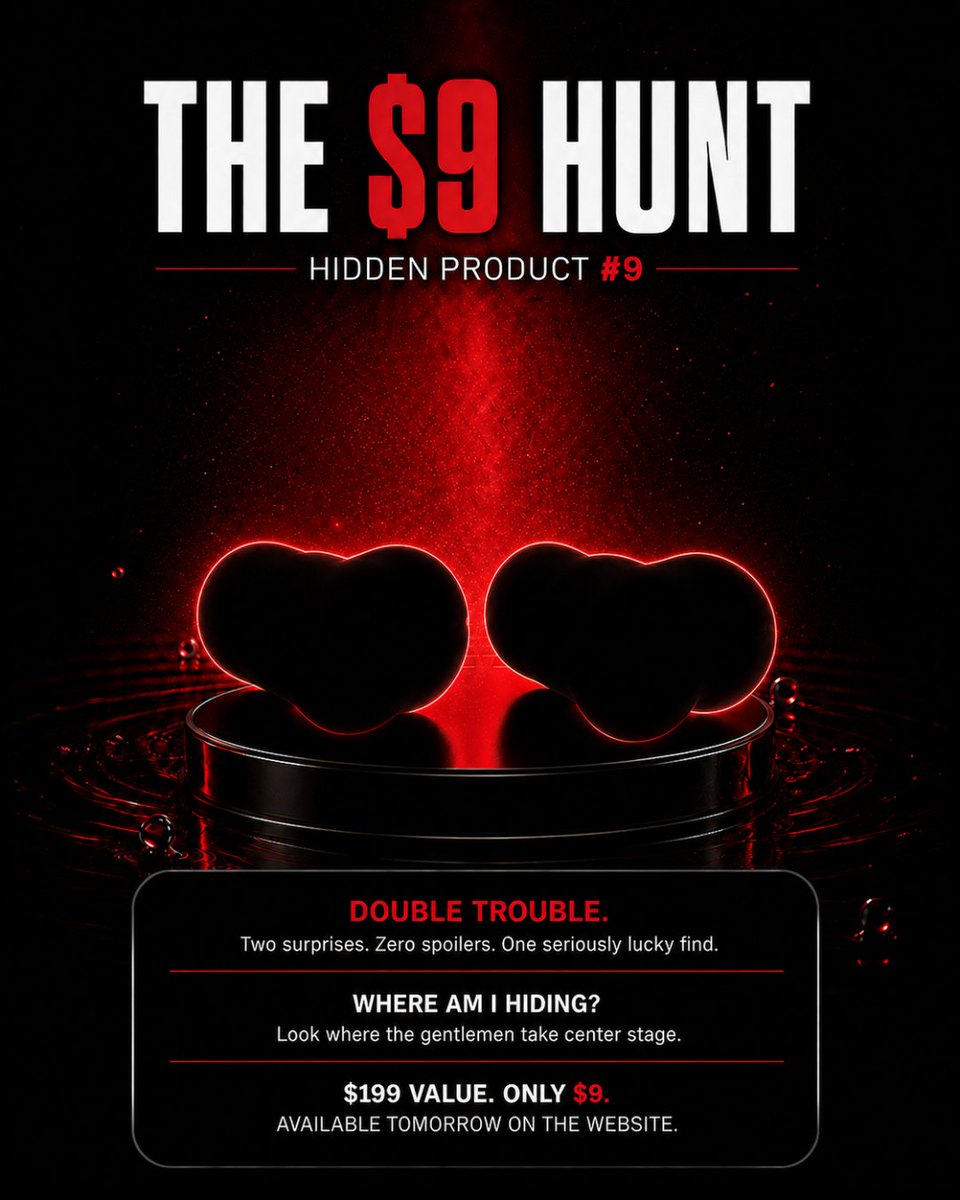 IntimalyGlobal's tweet photo. The FINAL $9 Hunt is coming. 🚨

A $199 secret is hiding where the gentlemen take center stage. Only one. One final chance.

Comment "FOUND IT!" if you're the one who managed to snatch it. 

If you didn't, comment "ONE MORE" and we might just randomly surprise you with another one🫣

https://t.co/z1DACUywXF