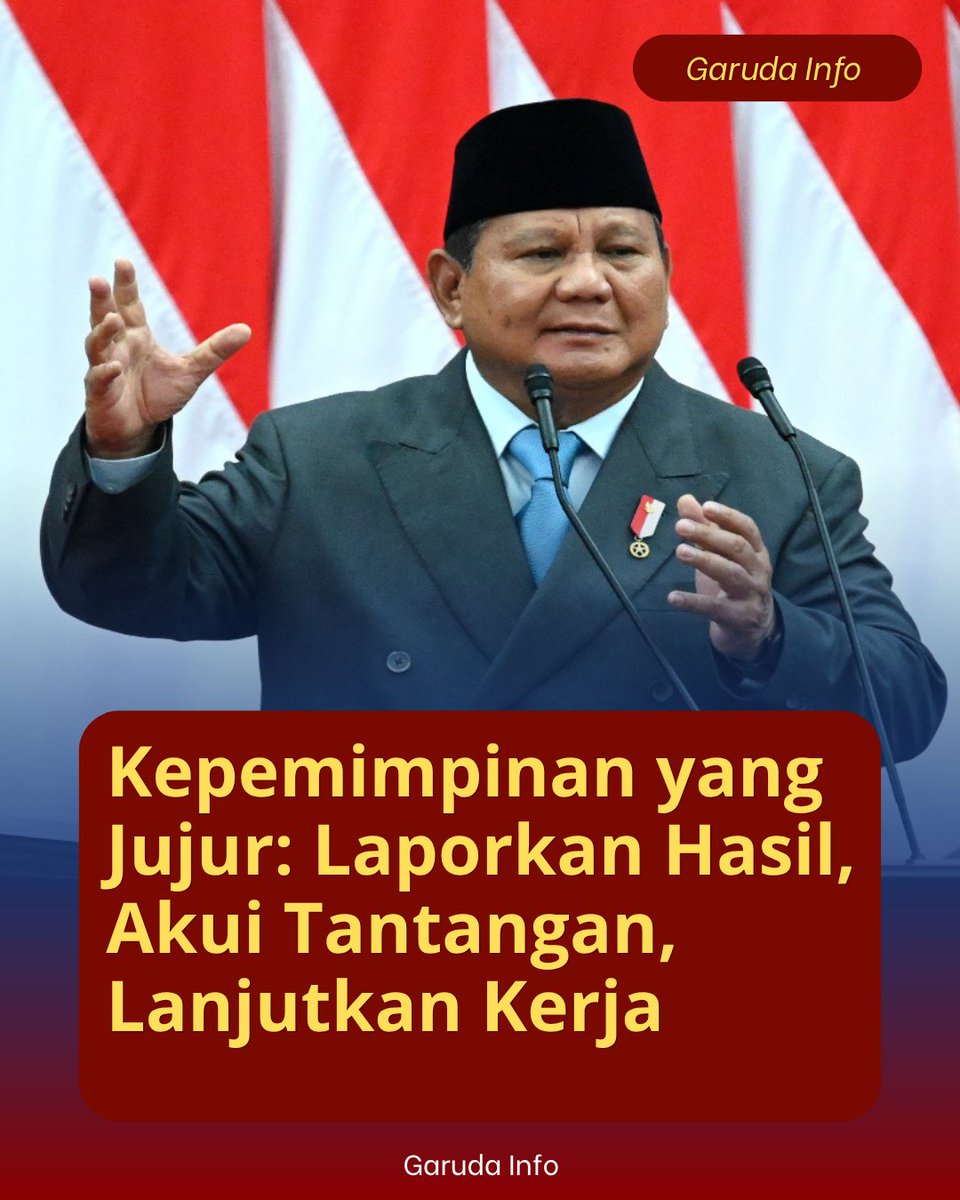 gesit_men's tweet photo. Presiden Prabowo sampaikan apa yang sudah dikerjakan dan apa yang masih harus diselesaikan.
Tidak menutup-nutupi.
Itulah cara menjaga kepercayaan rakyat.

#jagaindonesia #kamibersamapresiden #PemimpinJujur #RakyatDidengar #KerjaNyataPemerintah https://t.co/o4cyxIzApv