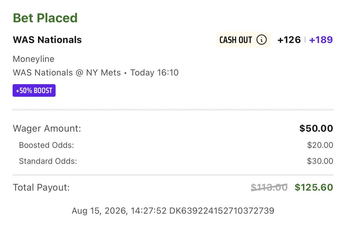 BoatCards's tweet photo. ⚾️ Nationals ML +126 - 1 Unit https://t.co/nkCtnOXXfK