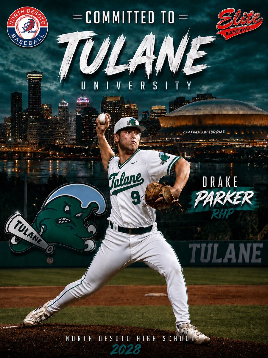 DrakeParker2010's tweet photo. It official!  Headed to the Big Easy. Thank you to @GreenWaveBSB for the opportunity to continue my baseball career in an unbelievable program. I want to thank my parents, high school coaches, and a huge thanks to Jonathan Grosse and Matt Werts with Elite National baseball. #whyplayforanyoneelse @elite_national2 @EliteNationalTX @jgrosse32 @CWoj18 @whoiswaltjones @BHodgey07 @kylander123 @jezk1010