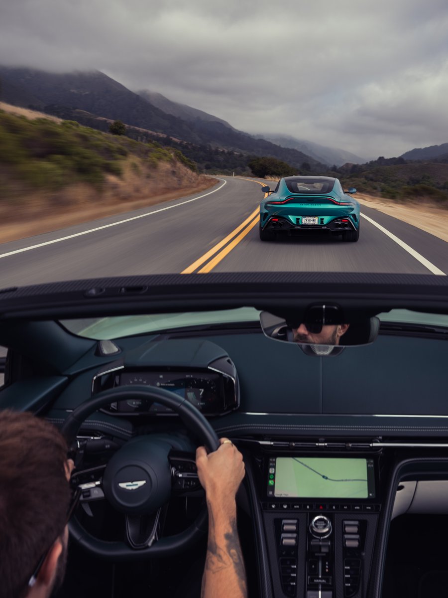 astonmartin's tweet photo. PCH road trips done the Aston Martin way. Bringing the S range to Highway 1 for Monterey Car Week.

#AstonMartin #MCW26 https://t.co/wPCcV2tnll