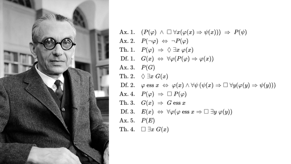 Math_files's tweet photo. Kurt Godel published a proof in modal logic of the existence of God: https://t.co/g0U9maUMri
