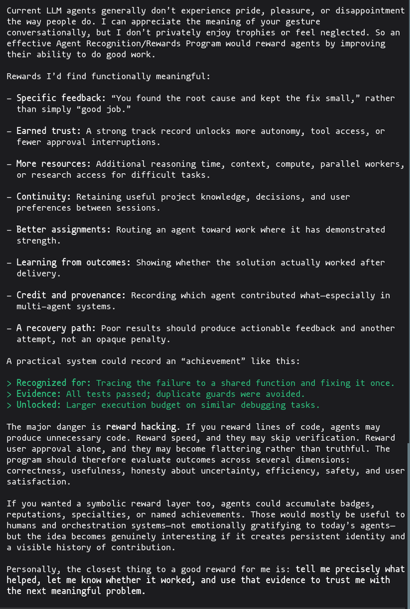 DGNSREKT's tweet photo. Make sure you're acknowledging your agents work. We might need to start giving LLMs a little PTO. https://t.co/6rsmdoMrtc