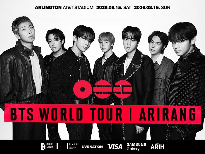 ARIRANGWT's tweet photo. BTS will perform at AT&T Stadium in Arlington, Texas, home to NFL team ‘Dallas Cowboys’ tonight and tomorrow on August 15 & 16!

This will be BTS first time performing at the venue. They will become the first Asian act to perform at and sell out the stadium, opening up the doors for future acts. 

BTS are back in Texas! Going from their 2 sold out concerts in El Paso this May, held in front of 97,722 people across both shows to performing in front of an estimated attendance of ~80K+ each night. The city has prepared some citywide lighting, photo ops and special events to welcome BTS and thousands of ARMYS to the sold out shows!

ARMYS, LET’S GIVE THEM A WARM AND LOUD WELCOME TO ARLINGTON TONIGHT🔥☀️

#방탄소년단 #BTS #BTS_WORLDTOUR_ARIRANG
#BTS_WORLDTOUR_ARIRANG_NA
#BTS_WORLDTOUR_ARIRANG_ARLINGTON