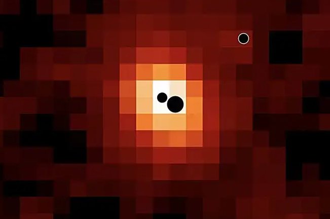 ExploreCosmos_'s tweet photo. Astronomers using the JWST have found evidence for three actively accreting massive black holes inside the same distant galaxy, J0148-4214, providing an unusually detailed view of how black holes were assembling when the Universe was still very young. 

The galaxy lies at a redshift of z = 5.02, meaning that its light has travelled for about 12.5 billion years and we are observing it as it existed only around 1.2 billion years after the Big Bang. Two of the black holes are concentrated near the galactic centre, separated by only about 620 light-years in projection, while the third lies roughly 5,500 light-years from the centre. This is the first observational evidence for three simultaneously active massive black holes within a single galaxy at such an early cosmic epoch.

The discovery comes from JWST’s NIRSpec integral-field spectroscopy, which allows astronomers to obtain spectra across different regions of a galaxy rather than treating the entire object as a single unresolved source. The researchers detected broad hydrogen-alpha emission produced by gas moving at very high velocities around the black holes. The central emission was particularly complex, and by applying spectro-astrometry, measuring extremely small changes in the apparent position of the emission at different wavelengths, the team was able to separate two distinct broad-line regions even though the black holes themselves could not be directly resolved as individual points. A third broad-line source was independently identified farther from the nucleus. Without this spatially resolved spectroscopy, the system would probably have appeared to contain only a single active black hole.

The inferred black-hole masses are approximately 80 million, 2 million and 600,000 times the mass of the Sun. Strictly speaking, the lowest-mass object sits near the boundary between what astronomers often call intermediate-mass and supermassive black holes, so “three massive accreting black holes” is the more precise description of the system. Particularly interesting is the 600,000-solar-mass black hole near the centre, which appears to be accreting extremely rapidly, at a rate that may exceed the classical Eddington limit, while the much more massive 80-million-solar-mass black hole is growing more slowly. The host galaxy itself contains only about 1.3 billion solar masses in stars, meaning that its black holes already represent an unusually important fraction of its mass at this early stage of cosmic history.

The configuration strongly suggests that galaxy mergers and black-hole mergers may have played an important role in the rapid formation of massive black holes in the early Universe. In the hierarchical picture of galaxy evolution, small young galaxies repeatedly collide and merge, carrying their central black holes with them. The two central black holes in J0148-4214 may therefore represent a system in the process of approaching an eventual merger, which the researchers estimate could occur within the next few hundred million years. Such mergers offer an additional way of increasing black-hole mass besides accretion and could help explain why astronomers find surprisingly massive black holes less than a billion years after the first galaxies began forming.

The third black hole in the outskirts makes the system even more interesting. It could be the nucleus of a smaller galaxy that recently merged with J0148-4214 and is now moving toward the centre. Another possibility is that it was displaced during an earlier interaction, potentially by a gravitational-wave recoil, in which asymmetric gravitational-wave emission during a black-hole merger gives the resulting black hole a physical kick. At present, the observations do not uniquely distinguish between these scenarios.

More broadly, the result gives us direct observational evidence that several massive black holes could coexist and grow within the same young galaxy. That supports a picture in which the early Universe was dynamically violent, with frequent galaxy interactions rapidly bringing black holes together. Systems like J0148-4214 may therefore represent precursors of the massive black-hole binaries that future space-based gravitational-wave observatories should eventually detect. The discovery does not by itself solve the long-standing problem of how supermassive black holes grew so quickly after the Big Bang, but it demonstrates that mergers, alongside periods of very rapid accretion, could have provided an efficient additional growth channel.

👉 https://t.co/ztW8gaA4mn