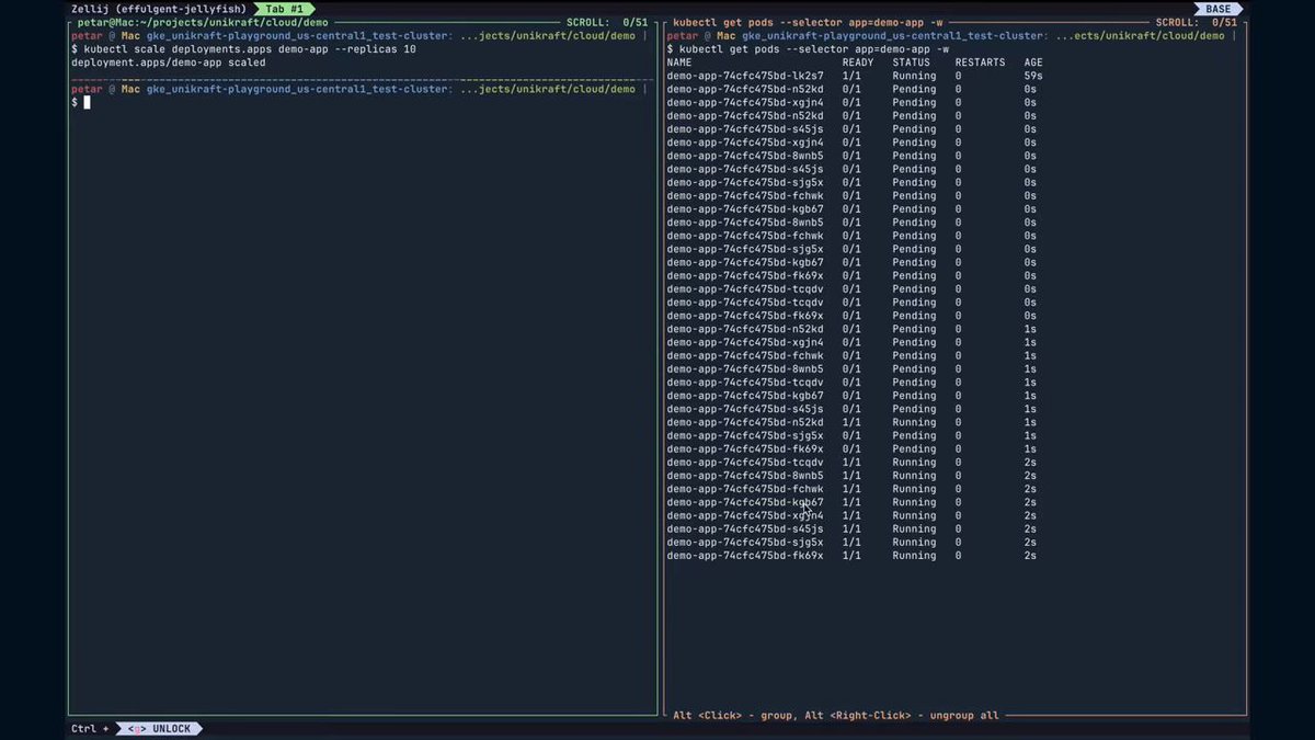 JeromeJaggi's tweet photo. I know I have been posting about our k8s implementation quite a bit this week and peopl have asked me “cool stuff, but does it also work with multiple nodes?”

There is now a section in the video where we show this: Our engineer replicates 10 pods, and all replicas come up with no observable delay. So no, we are not constrained to just single pod wake-ups! See for yourself here https://t.co/LIdIgS0FDX