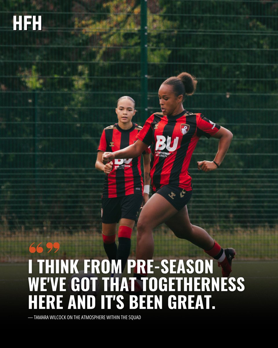 HerFootballHub's tweet photo. AFC Bournemouth begin their 2026/27 FAWNL campaign tomorrow, with promotion firmly in their sights. 🍒 

@kellychvrch spoke to manager Helen Bleazard and new signings Tamara Wilcock and Caitlin Smith ahead of the campaign, with Katie James also reflecting on last season. 🗣️ https://t.co/ppV1xTJlmi