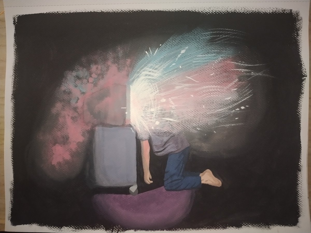 GrubbyStix's tweet photo. I saw the Tv Glow gouache painting #isawthetvglow #gouache #art https://t.co/rMcK1oa7mh