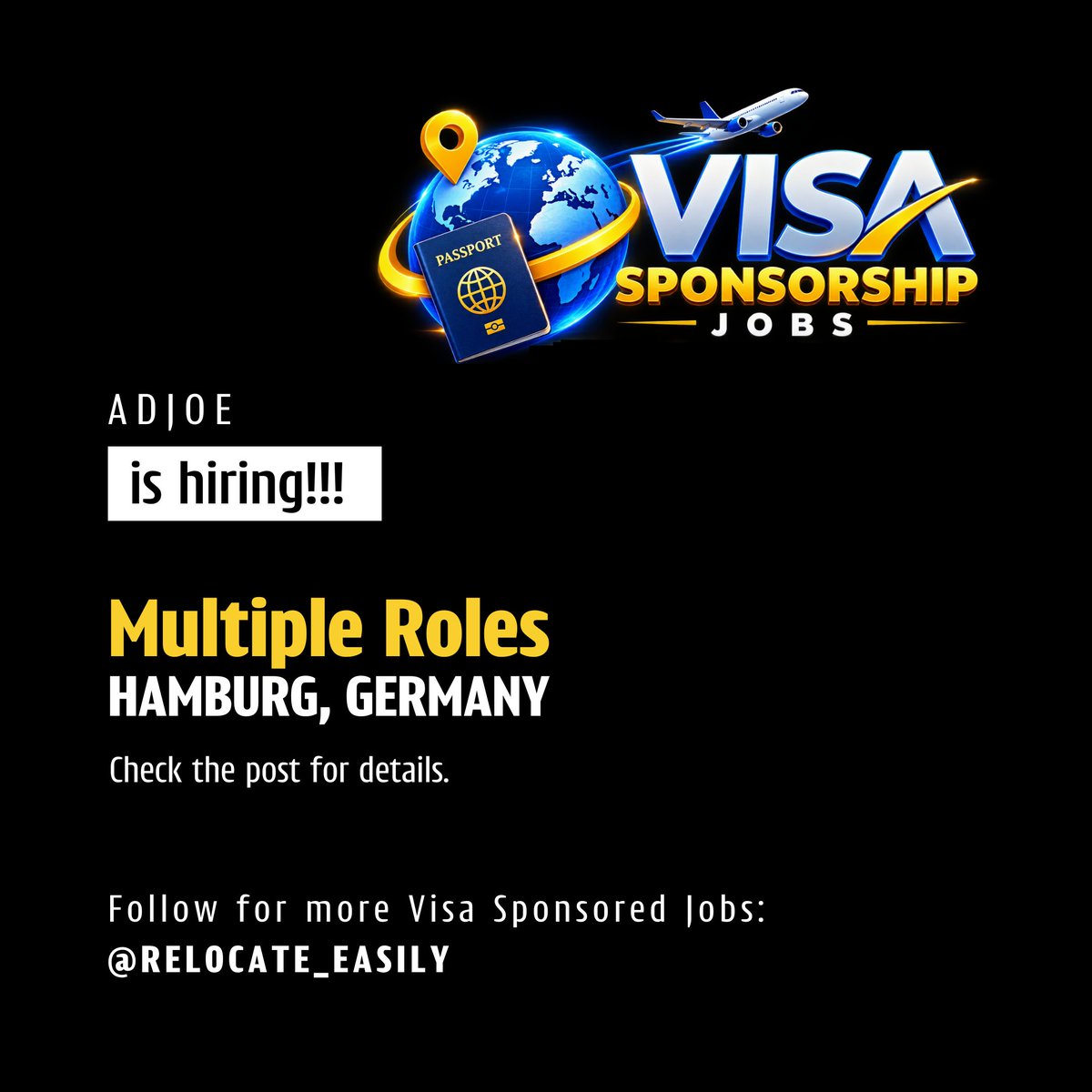relocate_easily's tweet photo. ✈️VISA SPONSORSHIP JOB
📍Relocate to Hamburg, Germany

- Data Analyst
- Data Engineer
- Data Scientist
- MLOps Engineer
- Frontend Developer
- DevOps Engineer
- Android Developer
- Go Backend Developer

Links in the comment section. https://t.co/wsxvA1KoqE