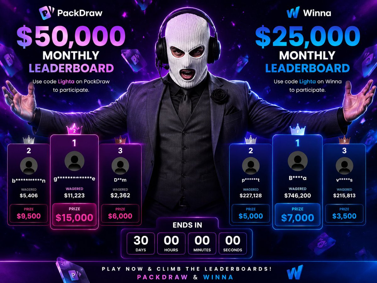 Lighta888's tweet photo. 🎁 A HUGE $500 #SOL AUGUST GW + 
🎇$600 GW ON MY DISCORD SERVER! https://t.co/vbsMQ4T5cT

✅LIKE, RT, FOLLOW + TAG 2 FRIENDS WINNER!

💸 A Massive HIGHEST $75,000 in LEADERBOARDS ARE LIVE! ($10,000 INCREASE) 💸 

💰 Use codes LIGHTA:
• $50,000 PACKDRAW: https://t.co/Khd3HK7iBf
• $25,000 WINNA: https://t.co/jJdHo0BxrK

👉 Visit: https://t.co/Tepd08nD1c
Know any gambler? Refer him & I'll give you 75% of what he gets in bonuses + LB placement! 🫡