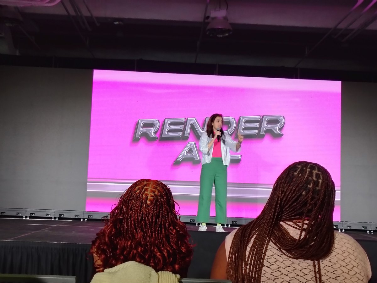 PDXTimB's tweet photo. Grateful for the opportunity to attend my third @RenderATL representing @newrelic! Loved seeing @shashiwhocodes across from us, meeting @jlengstorf, seeing @shanselman in a Hillman College T-shirt, running into Will Hill, and chatting with potential candidates. #renderatl https://t.co/mxMkXMadzp