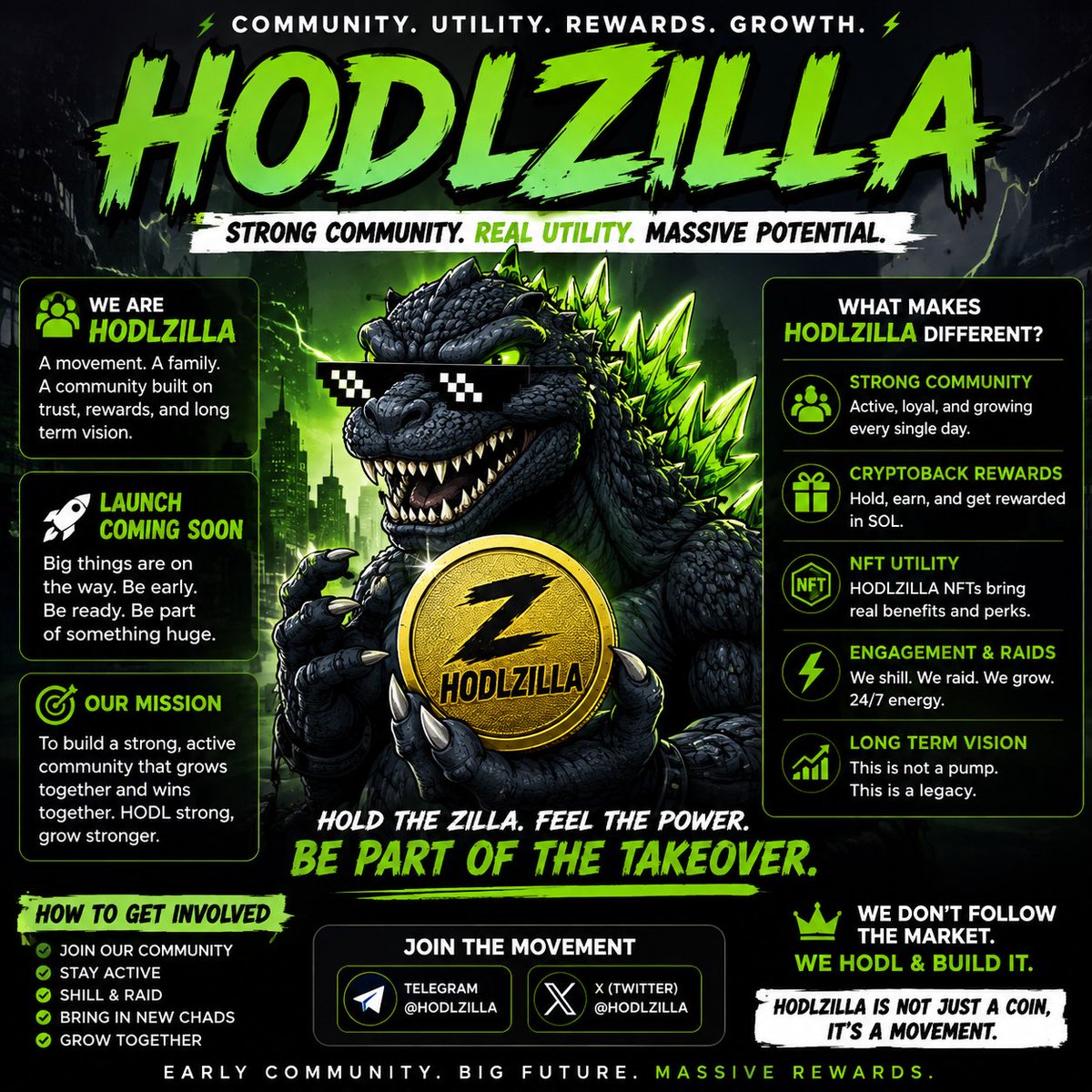 falcon1sq's tweet photo. 🦖 HODLZILLA IS MORE THAN A TOKEN — IT’S A MOVEMENT.

🔥 Strong community
🎁 Real rewards
🦖 NFT utility
⚡ 24/7 energy
📈 Long-term vision

HOLD THE ZILLA. BE PART OF THE TAKEOVER. 🦖💚 https://t.co/m6ksZvsFXS