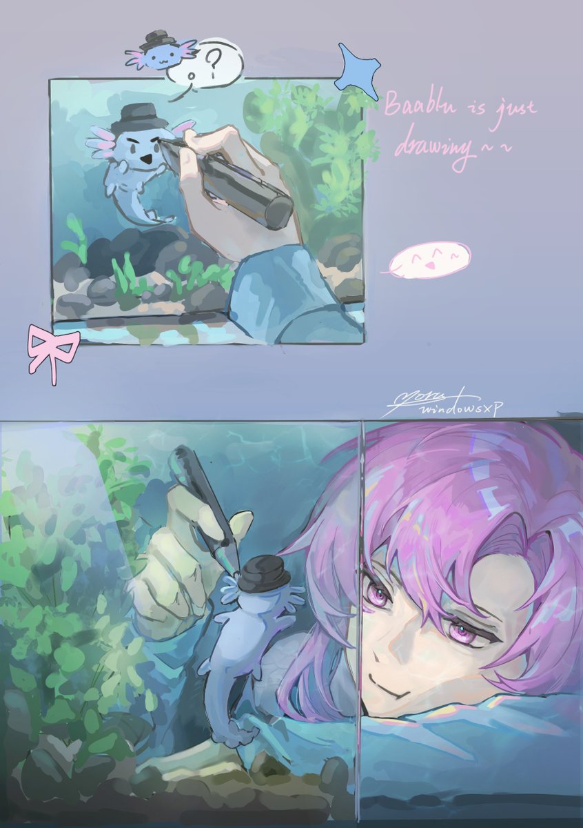 YoruWindow's tweet photo. "Fish tank"

sorry for little fantst (?)
tired. finally finished it .#fantst #baablufanart https://t.co/JbZGUuYLWZ