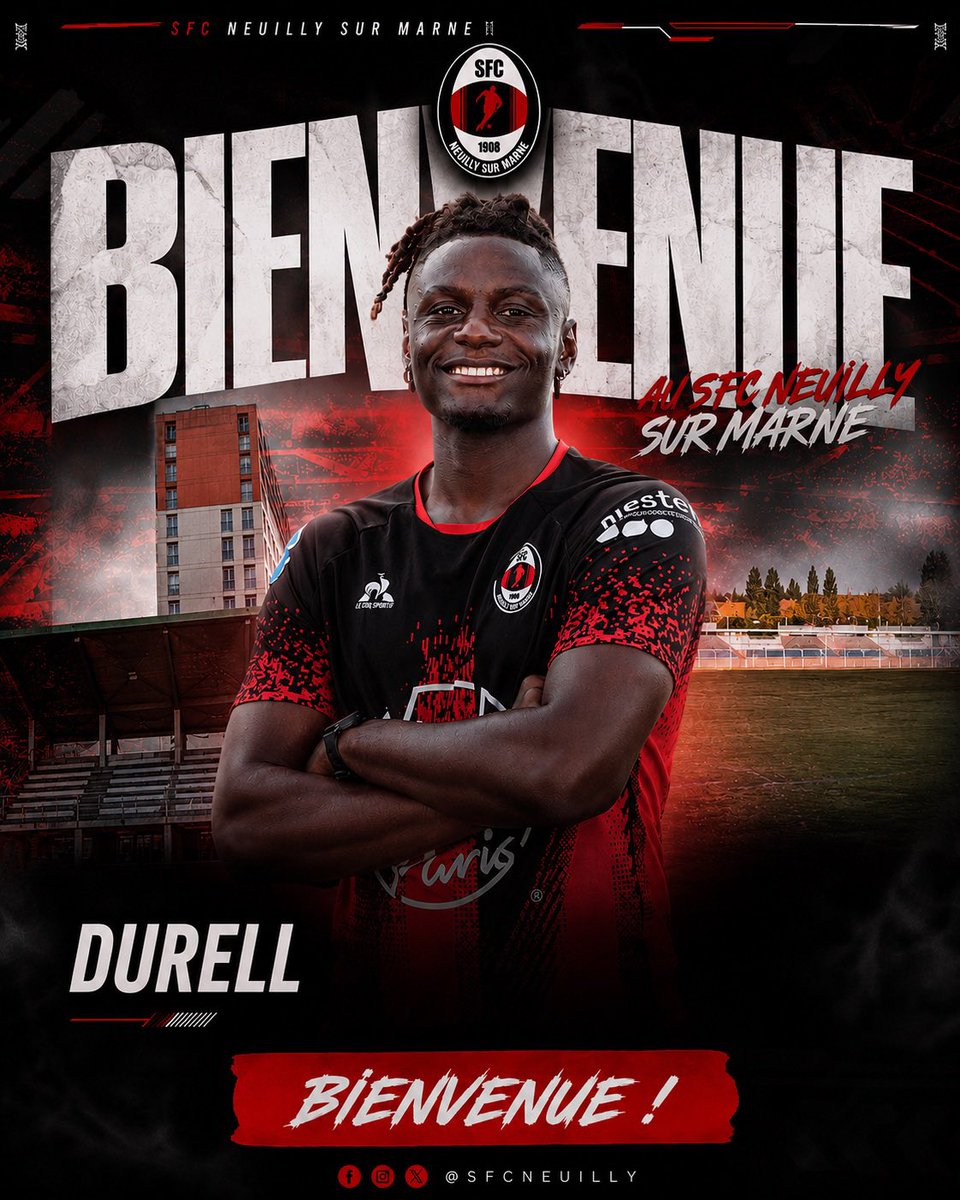 NSMSFC93's tweet photo. Défenseur central en provenance d’Ajaccio, Durell Bilendo-Duma nous rejoint pour renforcer notre secteur défensif en National 2. Un joueur discipliné et expérimenté, qui connaît bien le football amateur français.

Bienvenue au SFC, Durell ✌️ https://t.co/QqdnPudlHG