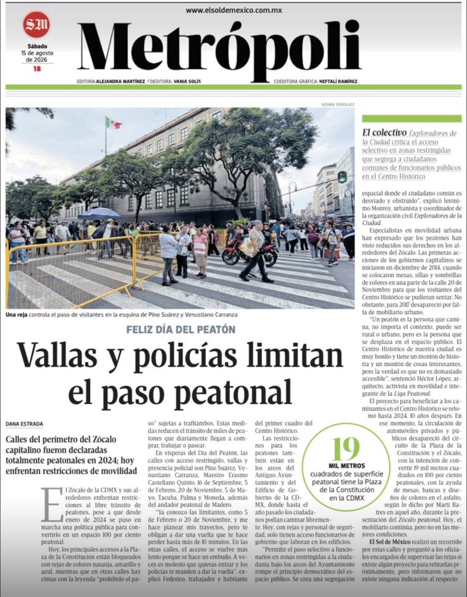 AnnaDonatella's tweet photo. Me gustó la ironía de la edición de ponerle “Feliz Día del Peatón”, cuando la administración pública sigue acumulando deudas en derechos ciudadanos. https://t.co/rfMxFIVYmW