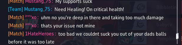 JennyWRLD_'s tweet photo. The type of teammates I get who don’t know how to fall back when they’re taking too much damage, then blame the supports😭I was even doing a bit of DPS and picking people off while keeping my entire team alive when they would actually fall back https://t.co/spdocZrHPn