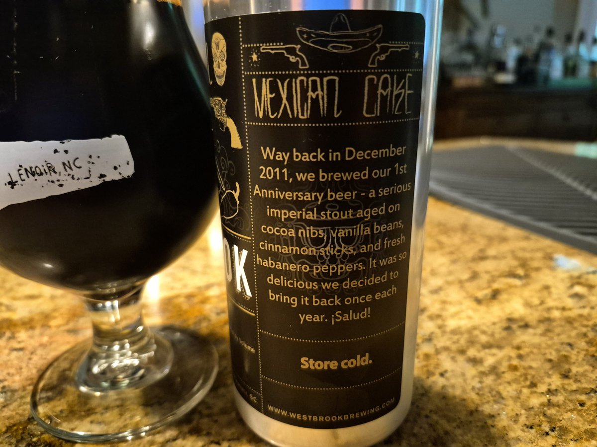 scottvillers's tweet photo. #drinkcheck #stouturday #scbeer @WestbrookBeer "Mexican Cake" Imperial Stout w/Cocoa Nibs, Vanilla Beans, Cinnamon Sticks & Habanero Peppers (2026) https://t.co/xFFfDZhXvN