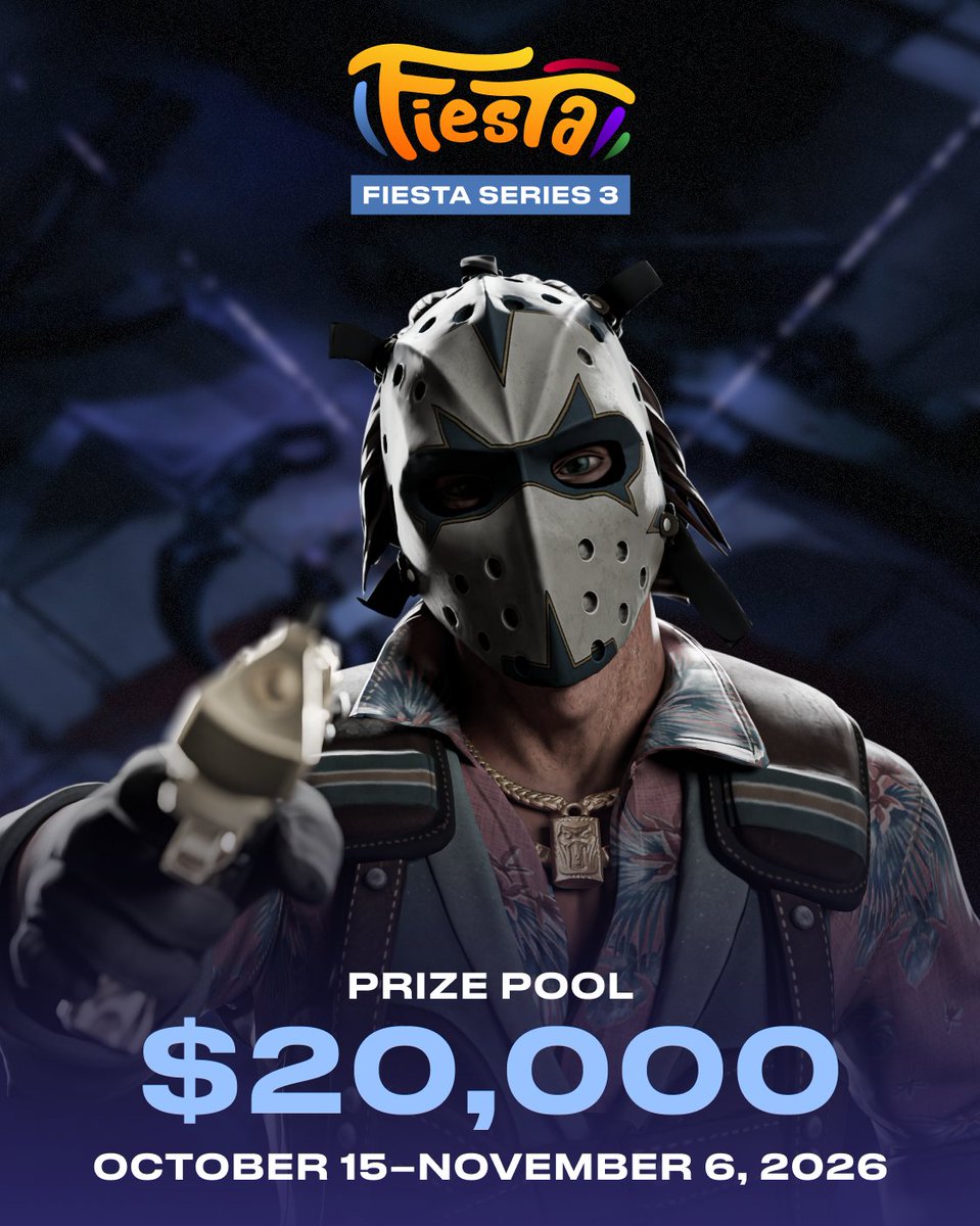fiesta_cs2's tweet photo. 🏆 FIESTA SERIES 3
🔥 Where legends are born and underdogs become nightmares.

✦ ─── ✦ ─── ✦

📋 Additional information:
📍 Location: Online (Europe)
📅 Dates: October 15–November 6, 2026
💰 Prize Pool: $20,000 USD

🏆 Prize Distribution:
🥇 1st — $10,000
🥈 2nd — $4,000
🥉 3rd–4th — $1,500 each
🏅 5th–8th — $750 each

✦ ─── ✦ ─── ✦

⚔️ Tournament Structure:
🔹 Open Qualifier #1 (Oct 15–16)
 • Open registration
 • Single-Elimination bracket
 • All matches (excl. qualification matches) are Bo1
 • Qualification matches are Bo3
 ➡️ Top 2 teams advance

🔹 Open Qualifier #2 (Oct 17–18)
 • Open registration
 • Single-Elimination bracket
 • All matches (excl. qualification matches) are Bo1
 • Qualification matches are Bo3
 ➡️ Top 2 teams advance

✦ ─── ✦ ─── ✦

🔒 Closed Qualifier (Oct 19–24)
 16 teams:
 • 12 VRS invites
 • 2 from Qualifier #1
 • 2 from Qualifier #2
 • Group Stage format: Four double-elimination format (GSL) groups
 • Each group has 4 teams
 • All matches are Bo3
 • Top two teams from each group advance to the Play-In Stage

 • Play-In Stage: Single-Elimination bracket
 • All matches are Bo3
 ➡️ Top 4 advance to Main Event

✦ ─── ✦ ─── ✦

🔥 Main Event (Oct 25–Nov 6)
 16 teams:
 • 12 VRS invites
 • 4 from Closed Qualifier
 • Group Stage format: Swiss System
 • All matches are Bo3
 ➡️ Top 8 advance to Playoffs

✦ ─── ✦ ─── ✦

🏁 Playoffs
 16 teams:
 • 8 VRS invites
 • 8 from Main Event
 • Single-Elimination bracket
 • All matches are Bo3

✦ ─── ✦ ─── ✦

📊 Invitations
 • Invitations will be issued based on the VRS system
 • Invitations to the tournament will be extended to teams starting from the 13th place in the European VRS ranking
 • Tournament Organizer: Exort
📅 Date of sending invitations: September 15, 2026
📄 VRS Publication Date – September 2026
📄 Initial Seed VRS – Same as Invite VRS

#FiestaSeries #esports #CS2