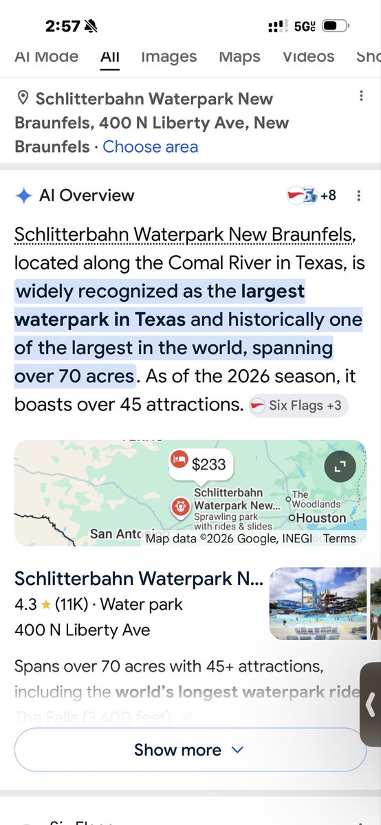 Gamechangerbill's tweet photo. @Conservatron1 If didn’t make it to New Braunfels Texas where the nations largest water park is located. https://t.co/vFJykIDAuy