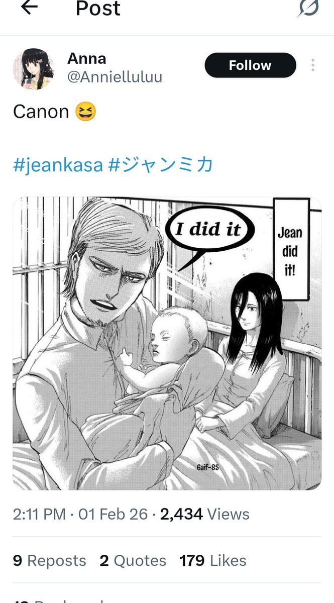 lvffyyD's tweet photo. @taehyeager In the past I commented on a jeankasa post because this person was posting bullshit against EM and mikasa (the images are proof) and then from that day onwards I sometimes get jk posts, which if I want, I comment on, most of them are comments under posts where opinions are given. https://t.co/HwGQDkJDa3