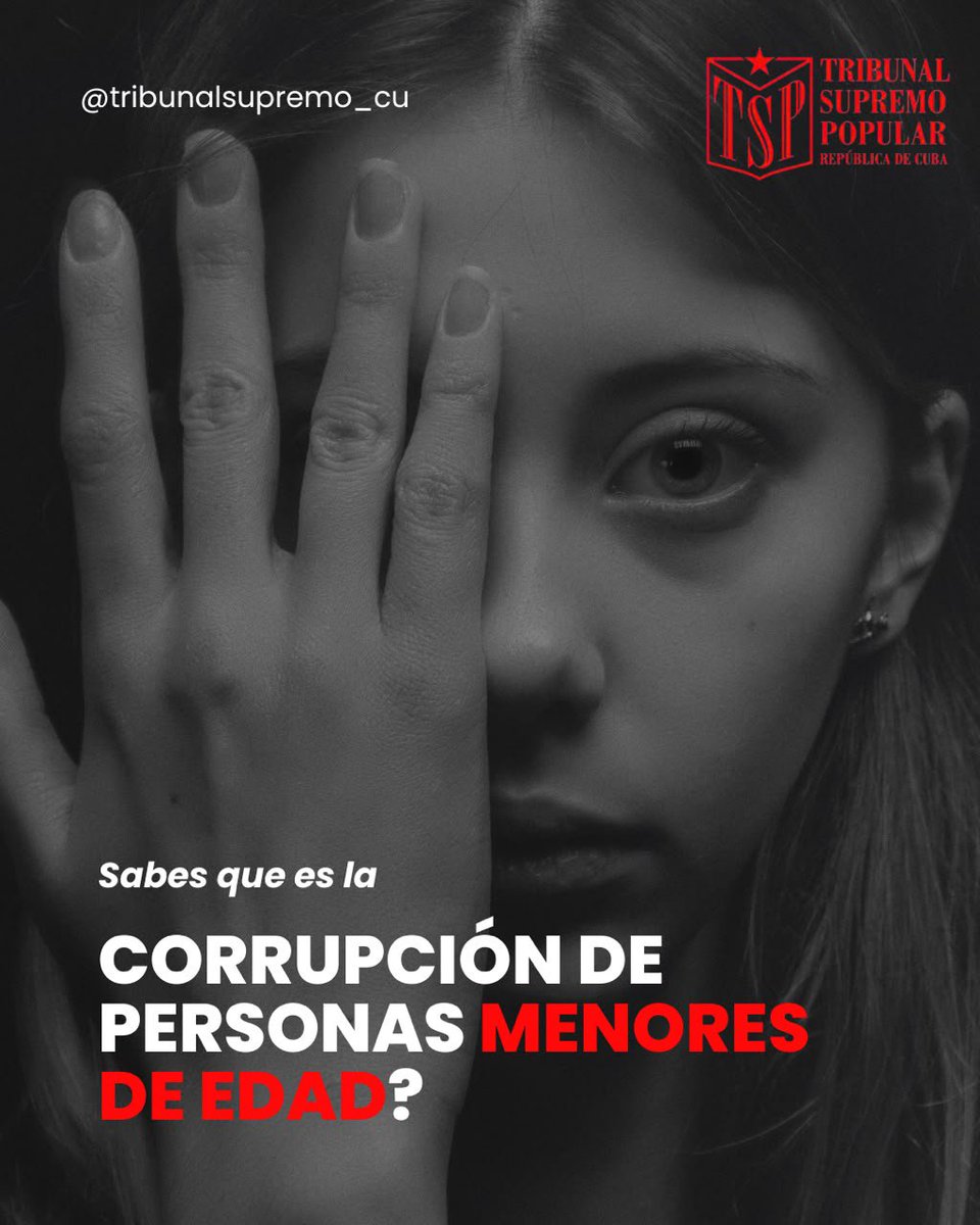 TSupremoCU's tweet photo. 📌 ¿Sabes qué dice el Código Penal cubano sobre la corrupción de personas menores de edad?

La Ley 151/2022 establece sanciones severas para proteger a la infancia y adolescencia. Aquí te resumimos lo más importante:
👇 Sigue el hilo para conocer las penas y conductas delictivas https://t.co/sXHiLU1CjQ