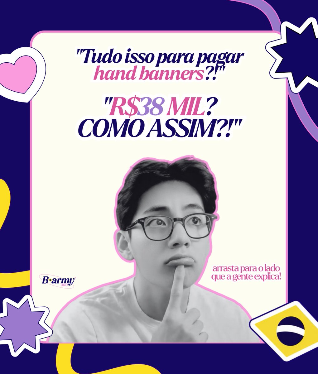 BARMY_360's tweet photo. 📌 | B-ARMY!

Alguns comentários fizeram a gente sentir a necessidade de explicar melhor: afinal, por que R$ 37.800 para os hand banners?

São 270 mil banners para os 3 dias de show... ou seja, cada unidade custa APENAS R$ 0,14.

Parece muito quando vemos o valor total, mas dividido pela quantidade de banners, são apenas alguns centavos cada unidade. 💜

Por isso, se puder, compre nossa rifa ou doe qualquer valor. Cada centavo ajuda a gente a chegar na meta! Se não puder, ajude compartilhando com o máximo de pessoas! 💜

#BARMY360 #BARMY360HandBanner
