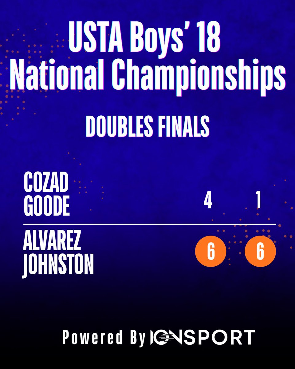 ionsportapp's tweet photo. Championship titles secured. 🏆🎾

The USTA Boys’ 18 & 16 Doubles Finals are complete. Congratulations to your 2026 national champions!

🏆 Boys’ 18 Doubles Champions: Yannik Alvarez & Noah Johnston
🏆 Boys’ 16 Doubles Champions: Daniel Malacek & Kamil Stolarczyk

What a finish to the doubles competition in Kalamazoo! Relive the final match scores, stats and more on IONSport.

📲 Don’t miss a point. Anytime, from anywhere.

#USTA #USTABoysNationals #BoysZoo26 #JuniorTennis #IONSport