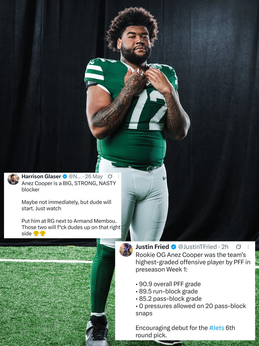 NYJetsTFMedia's tweet photo. Told you guys:

Keep an eye on Anez Cooper 🤫

#Jets https://t.co/uGvNNGrj2K
