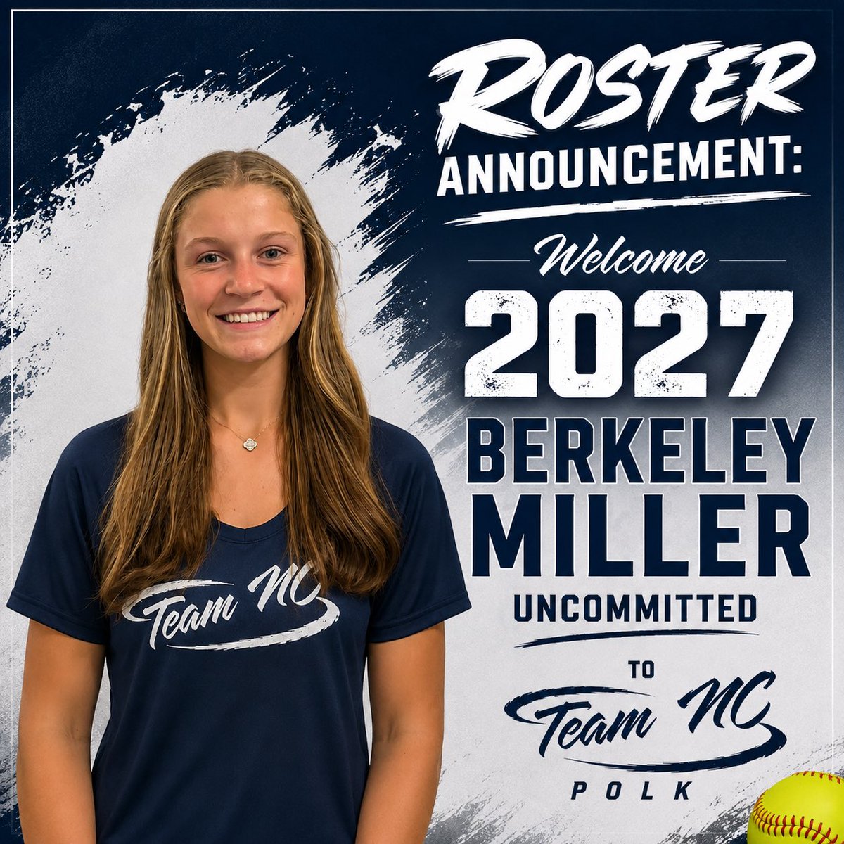 TeamNC_Polk's tweet photo. 🚨🚨ROSTER ANNOUNCEMENT🚨🚨
Welcome Berkeley Miller! We are excited to add this Uncommitted P/1B! Currently sitting 61-63 with a sharp riseball, it is only a matter of time until someone gets a great late addition to their 2027 class! 

@BerkeleyMiller7 @TeamNCSoftball https://t.co/dkRA0ckHmT