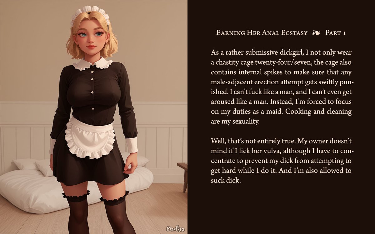 Marfisa18's tweet photo. “Earning Her Anal Ecstasy”
#maid #breasts #caption #chastity #chastitycage #maidoutfit #maiduniform #housework #cleaninggirl #cleaninglady #slavegirl #sexslave #dickgirl #feminization #forcedfeminization #feminizationcaption #forcedfem #forcedfeminizationcaptions #genderchange https://t.co/ZZhVWF3WXO