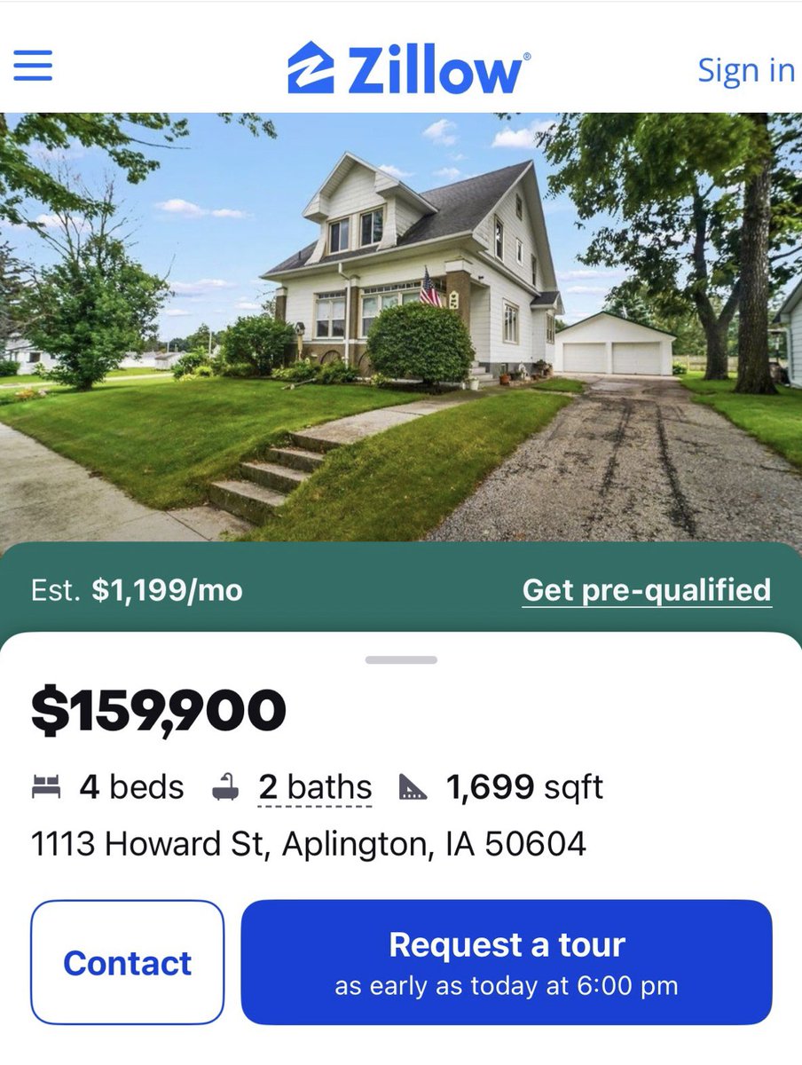 JoshuaBarzon's tweet photo. You could move to Iowa.

Buy this beautiful 4-bedroom house for only $159,900 in a quiet little town. 

Marry a girl who grew up there, have four kids, and pick a job from the booming local job market.

Have neighbors who know you by name and bring over tater tot casserole when you have a baby. 

Go to one of the 7 churches in your town of any denomination you favor. 

Get breakfast pizza at Casey’s any time of the day. 

Buy sweet corn from someone’s driveway.

Wave at strangers on gravel roads.

Go to Friday night football games. 

Have a neighbor snow-blow your driveway before you even get outside.

Let your kids ride bikes around town. 

Your neighbors know your name. 

Enjoy a nonexistent crime rate. 

Pay a mortgage that costs less than most people’s rent.

Then 50 years later, you sit on the same front porch with your wife and realize you built a pretty beautiful life.

But you won’t.