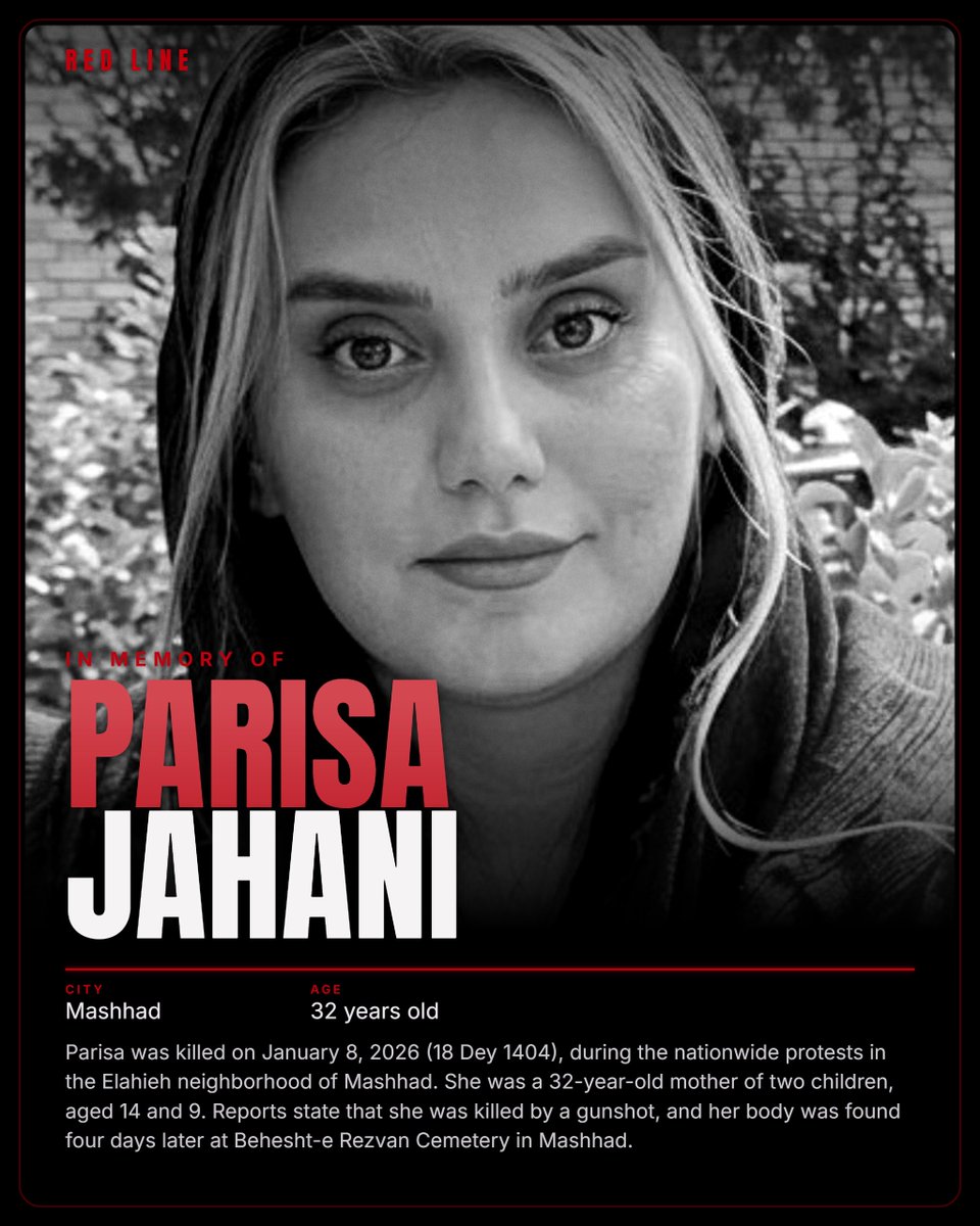 RedLineIran's tweet photo. Remember #ParisaJahani https://t.co/razSwOMFy1