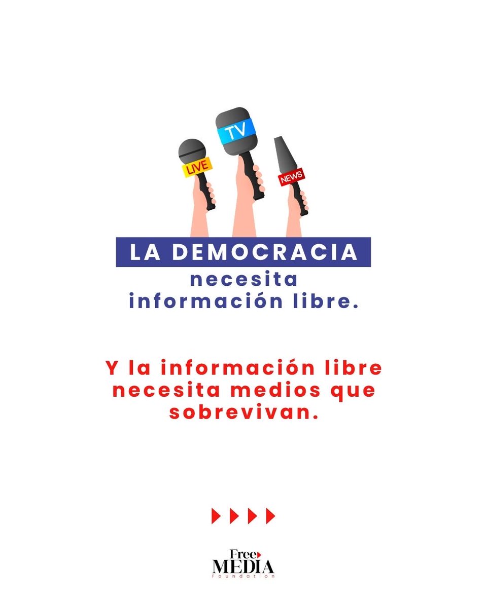 freemediaorg's tweet photo. En FMF fortalecemos a los medios independientes y defendemos el acceso a la información porque una democracia solo puede sostenerse con ciudadanos informados. #FreeMediaFoundation #LibertadDeExpresión #PrensaLibre #Democracia https://t.co/eULTZmaUWF
