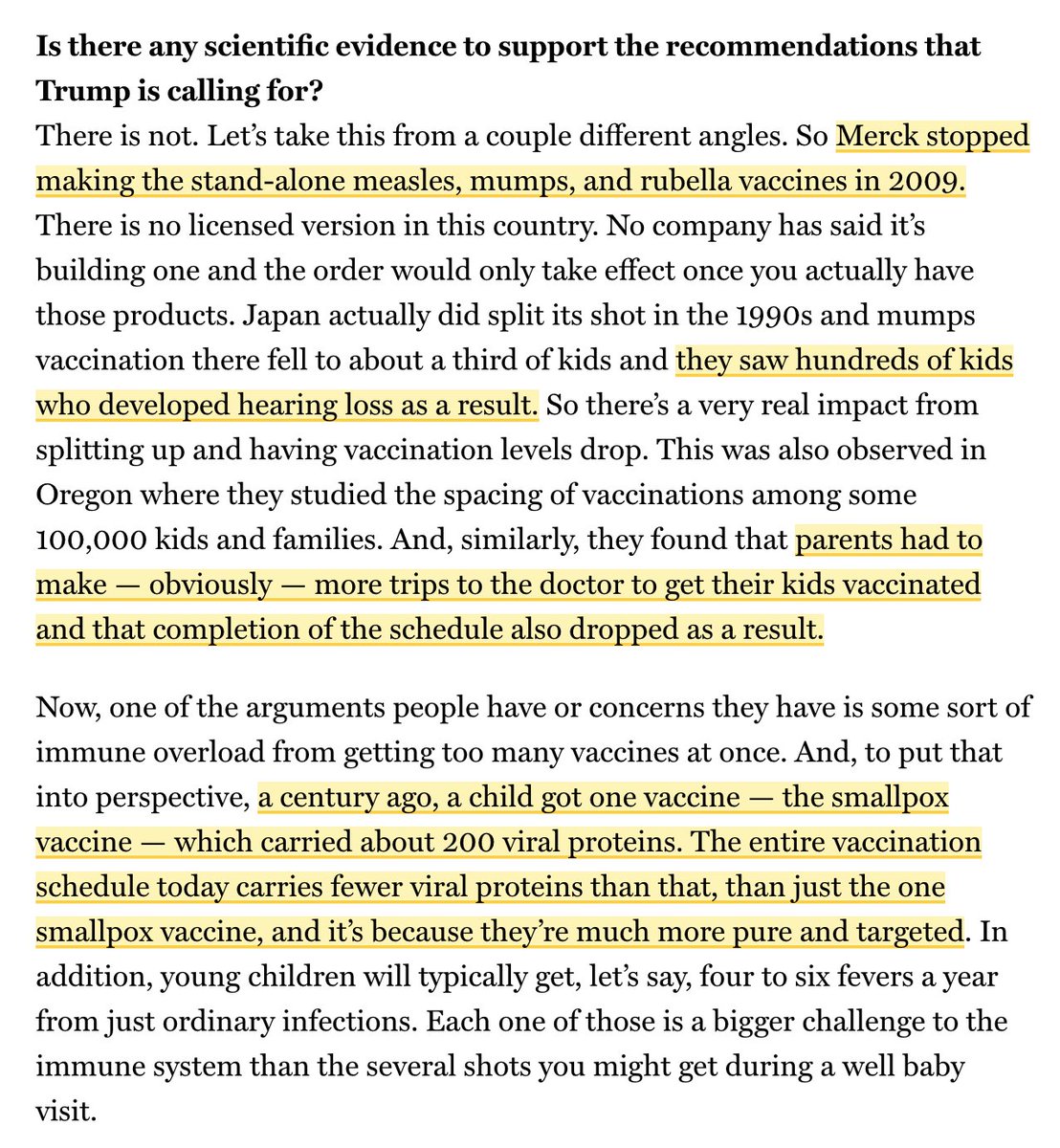 celinegounder's tweet photo. Japan split its MMR shot in the 1990s. Mumps vaccination there fell to about a third of kids, and hundreds of children developed hearing loss. It's the splitting plus the drop in coverage that follows it that does the damage.

Oregon researchers found the same across some 100,000 kids and families: more trips to the doctor, and lower completion of the schedule.

I spoke with New York magazine's @nia_prater.

Save and send to a parent or a pediatrician: https://t.co/scwl8h1ZvV
Read & subscribe for free: https://t.co/10WfkI7OWT