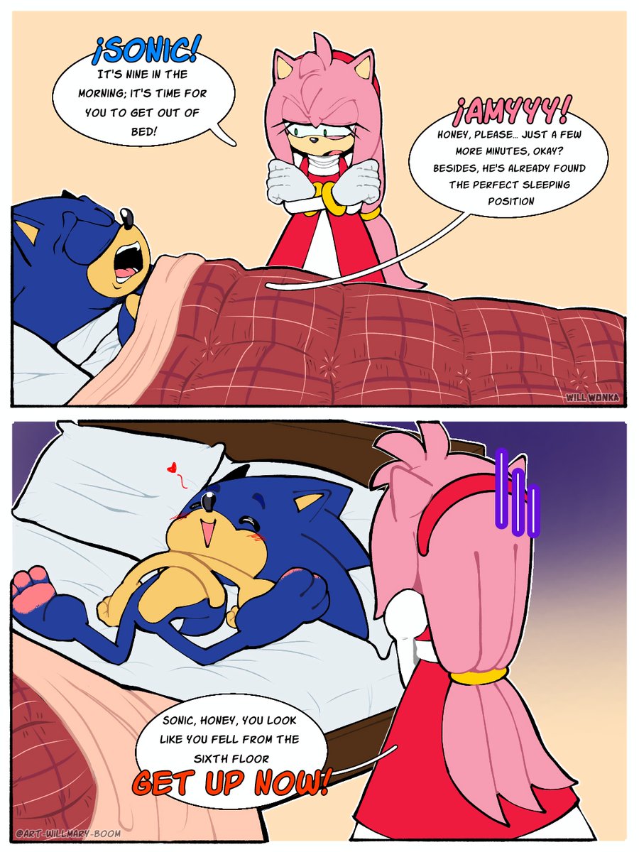 artwillmaryboom's tweet photo. It's time to get up, Sonic! 
#Sonicthehedgehog #AmyRose #Sonamy https://t.co/vwPZSstvjL