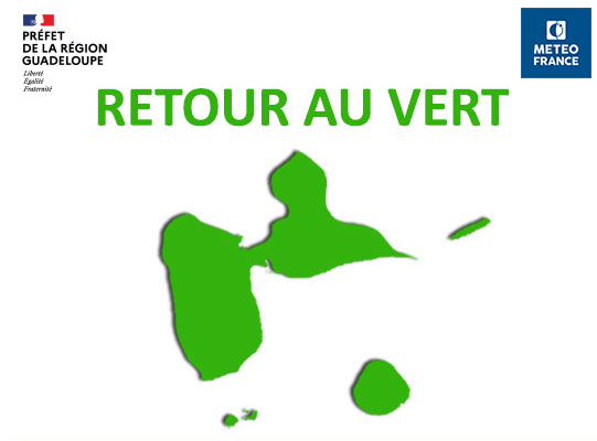 Image de Préfet de Guadeloupe - [#Météo] Retour au vert pour la Guadeloupe.
ℹ️ Le bulletin complet de Météo-France👉 https://meteofr