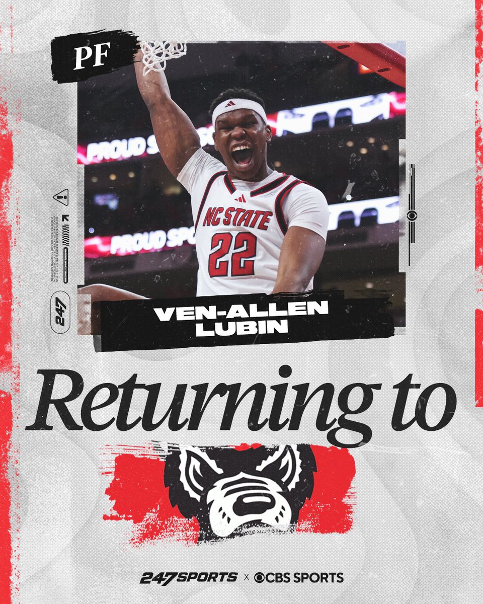 RCorySmith's tweet photo. BREAKING: Ven-Allen Lubin has officially announced he will return to NC State for the 2026-27 season.

The Wolfpack will get its leading rebounder and the most efficient shooter in the ACC back for Year 1 under Justin Gainey.

✍️: https://t.co/ijDNEn84NA https://t.co/o2UwWsIGh4