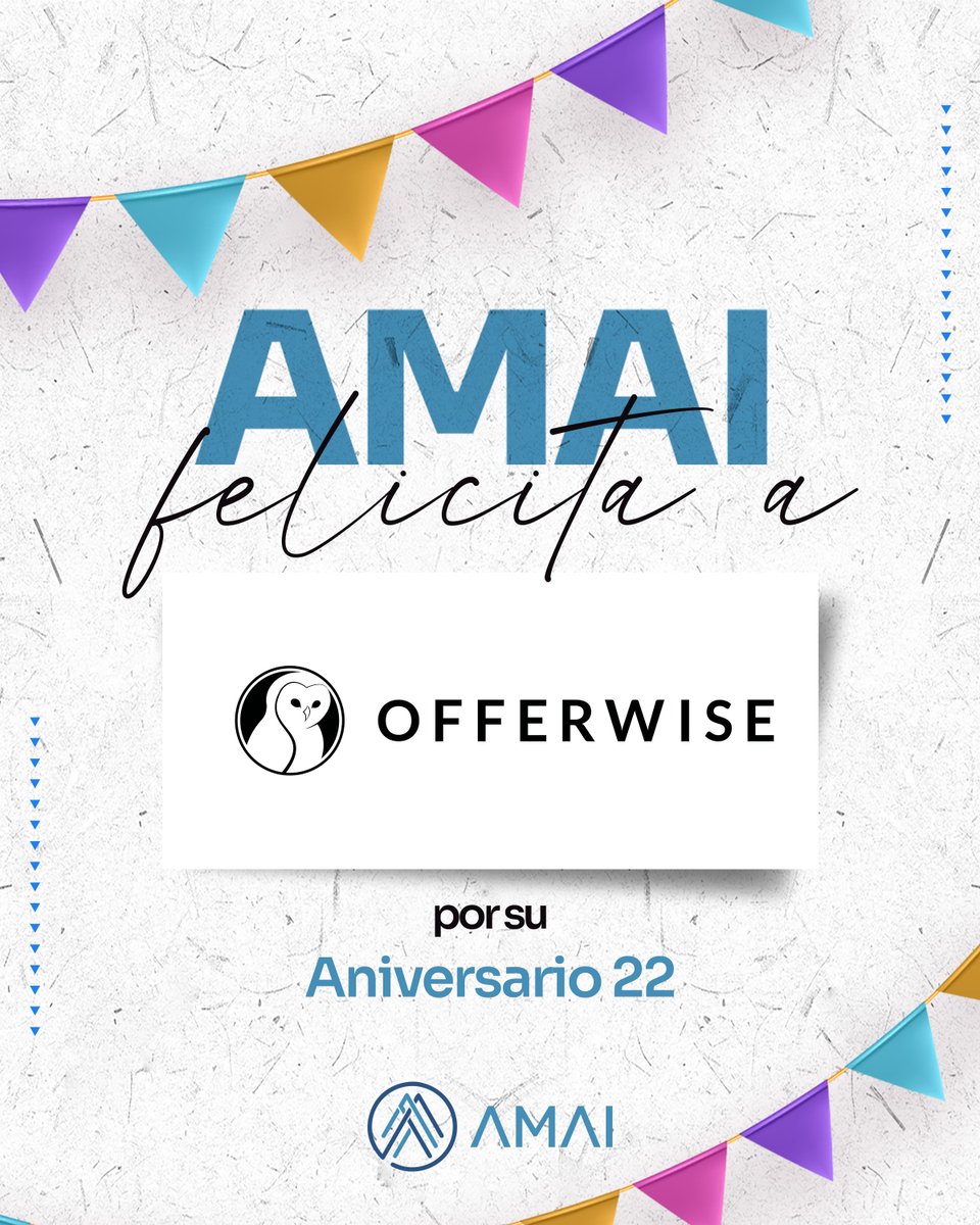 AmaiMexico's tweet photo. Nos unimos a los festejos de aniversario de @Offerwise

¡Enhorabuena!✨

#AniversariosAMAI https://t.co/QT0TII8J76