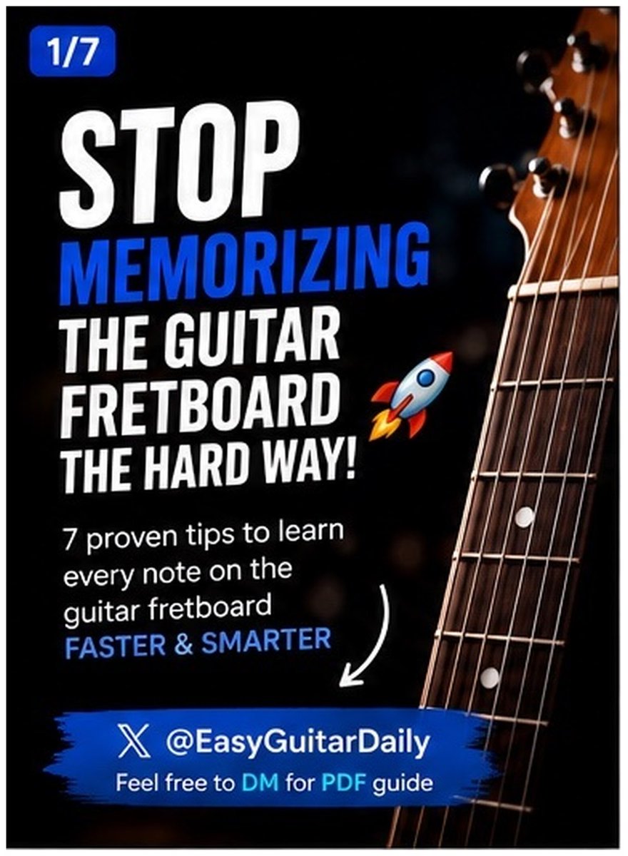 EasyGuitarDaily's tweet photo. Want to finally understand the guitar fretboard?
I put together a simple guide to help you learn it step by step.

DM “PDF” and I’ll send you the complete guide.

Follow @EasyGuitarDaily for daily guitar tips.  #GuitarTips #GuitarLessons https://t.co/jE4Dbjy8ix